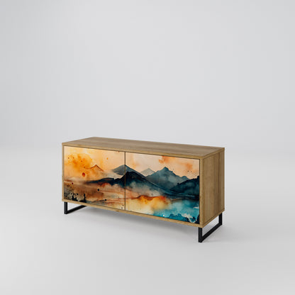 OMINOUS MOUNTAINS Mueble de TV Compacto de 2 puertas