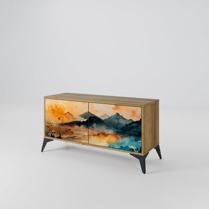 OMINOUS MOUNTAINS Mueble de TV Compacto de 2 puertas