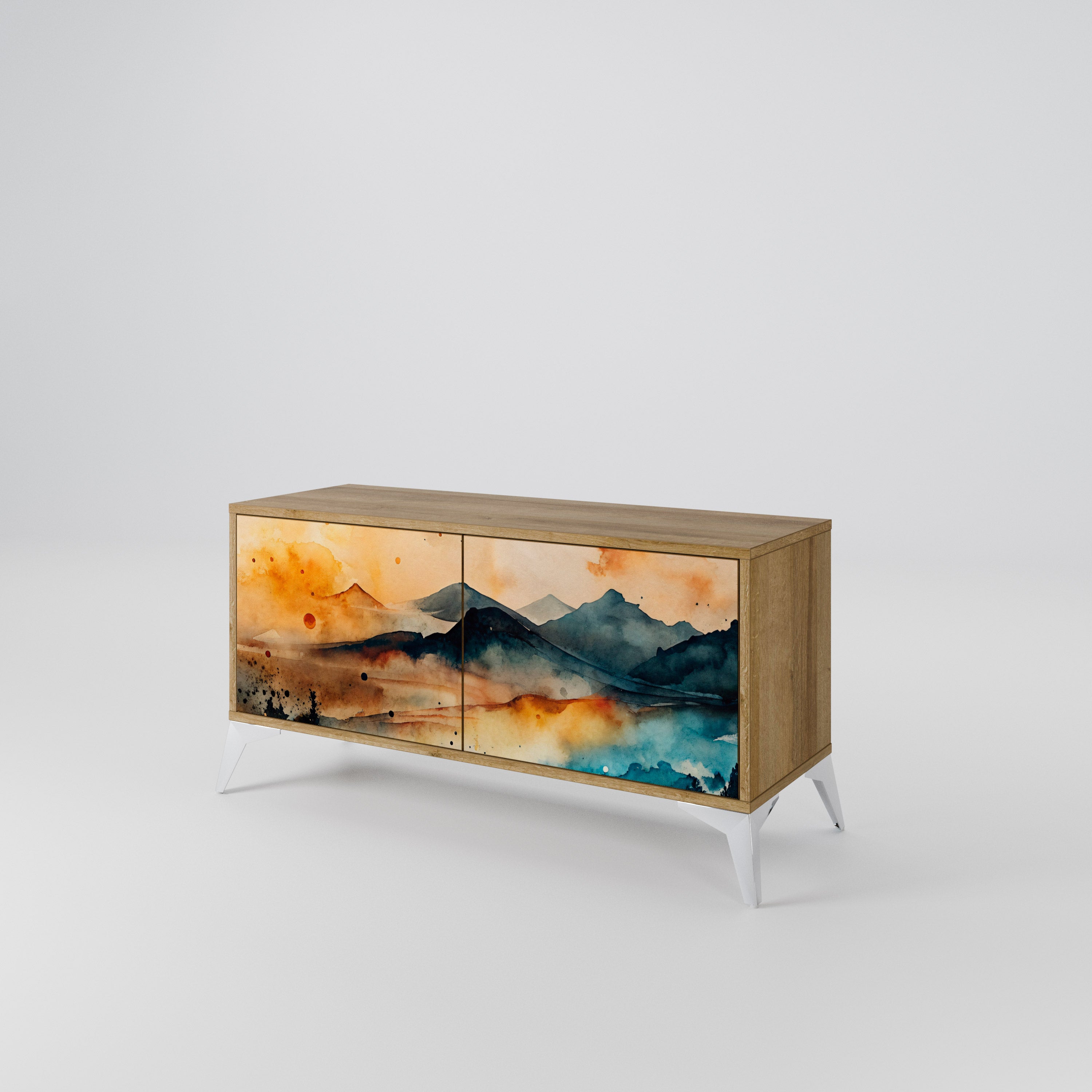 OMINOUS MOUNTAINS Compact 2-Door TV Cabinet