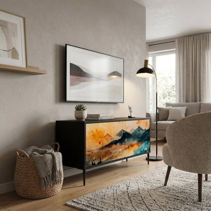 OMINOUS MOUNTAINS Mueble de TV Compacto de 2 puertas