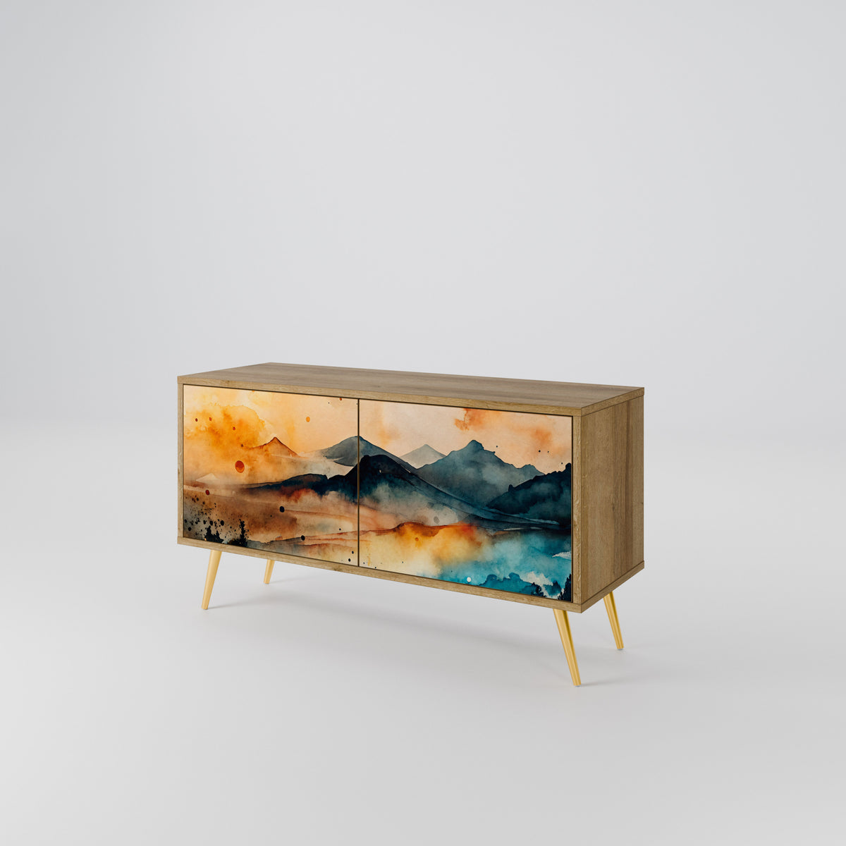 OMINOUS MOUNTAINS Mueble de TV Compacto de 2 puertas