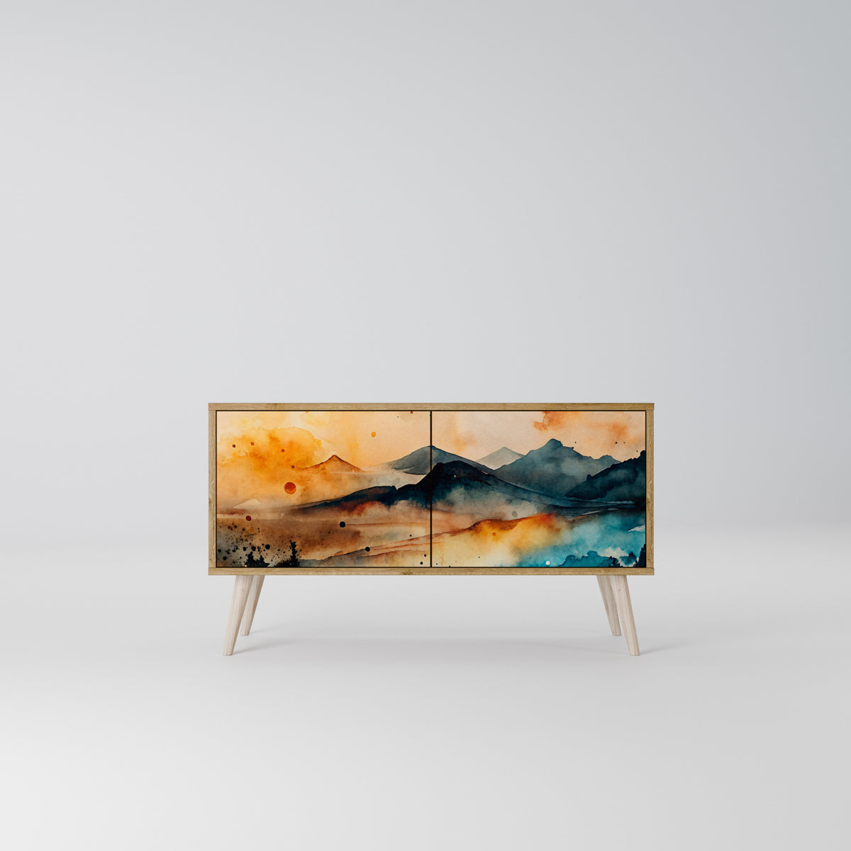 OMINOUS MOUNTAINS Mueble de TV Compacto de 2 puertas