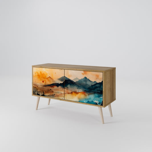 OMINOUS MOUNTAINS Compact 2-Door TV Cabinet