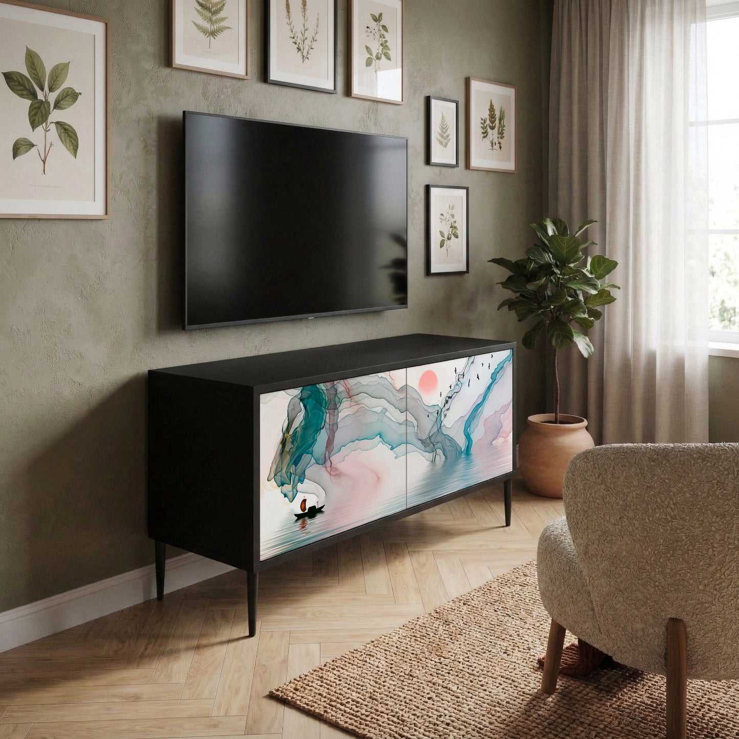 VELVET CROSSING Mueble de TV Compacto de 2 puertas