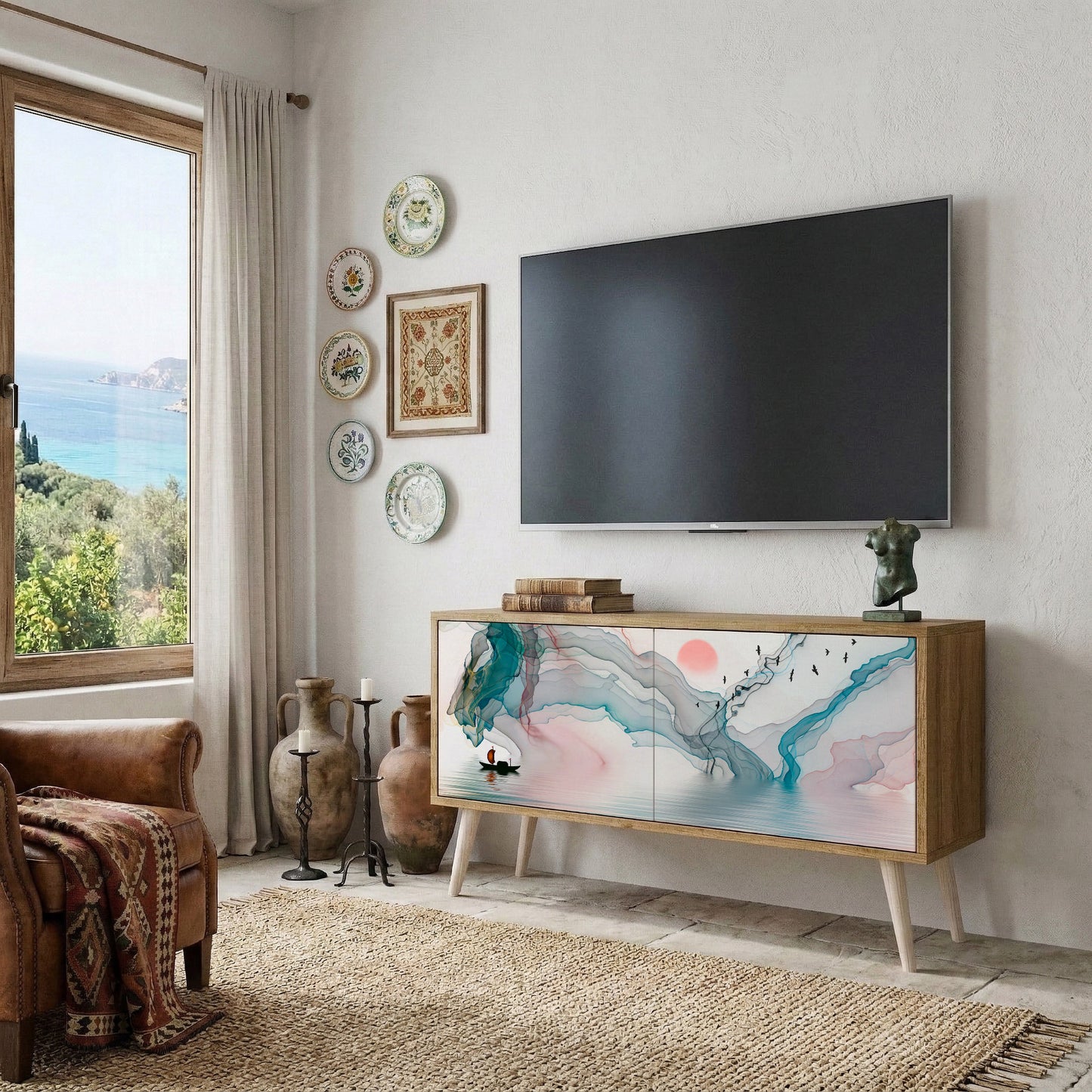 VELVET CROSSING Mueble de TV Compacto de 2 puertas