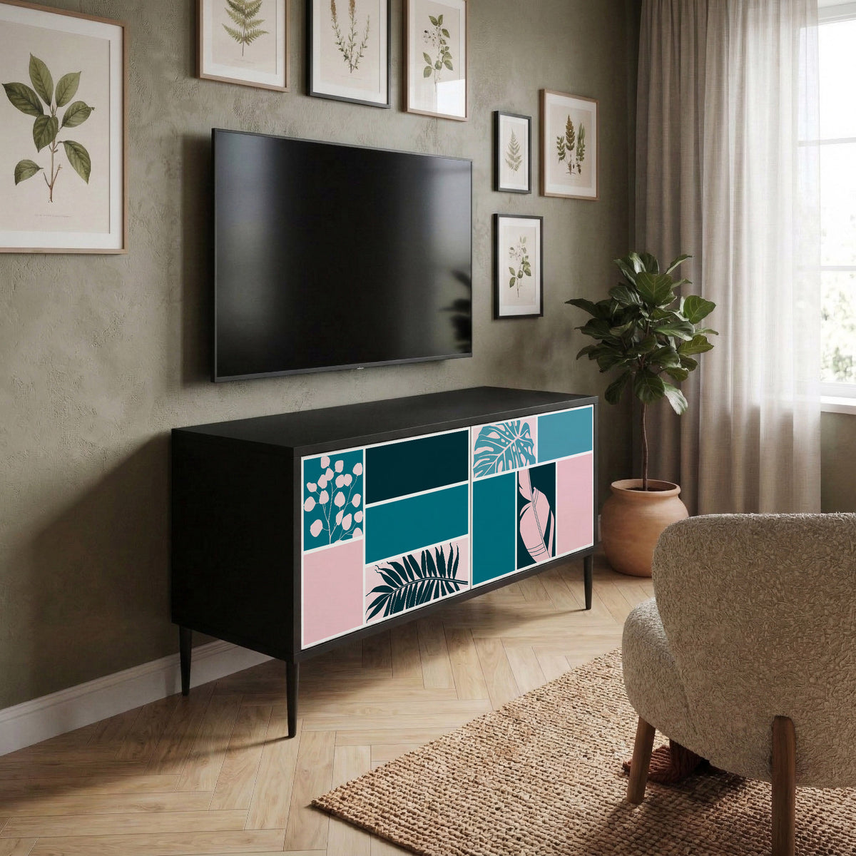 COMBINATION OF SHAPES Mueble de TV Compacto de 2 puertas