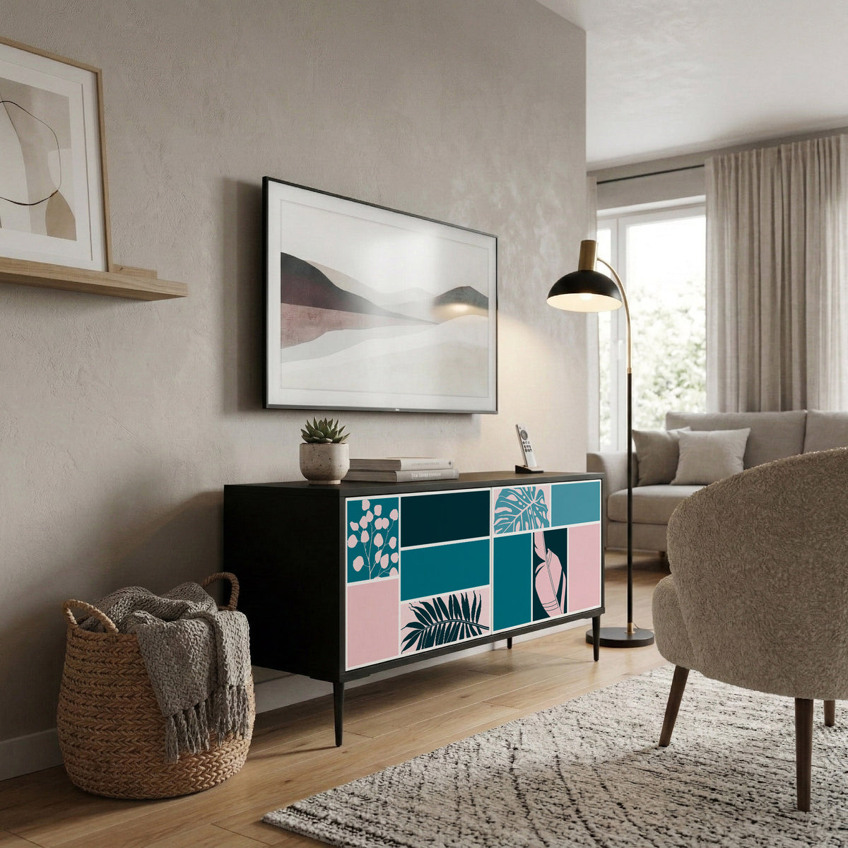 COMBINATION OF SHAPES Mueble de TV Compacto de 2 puertas