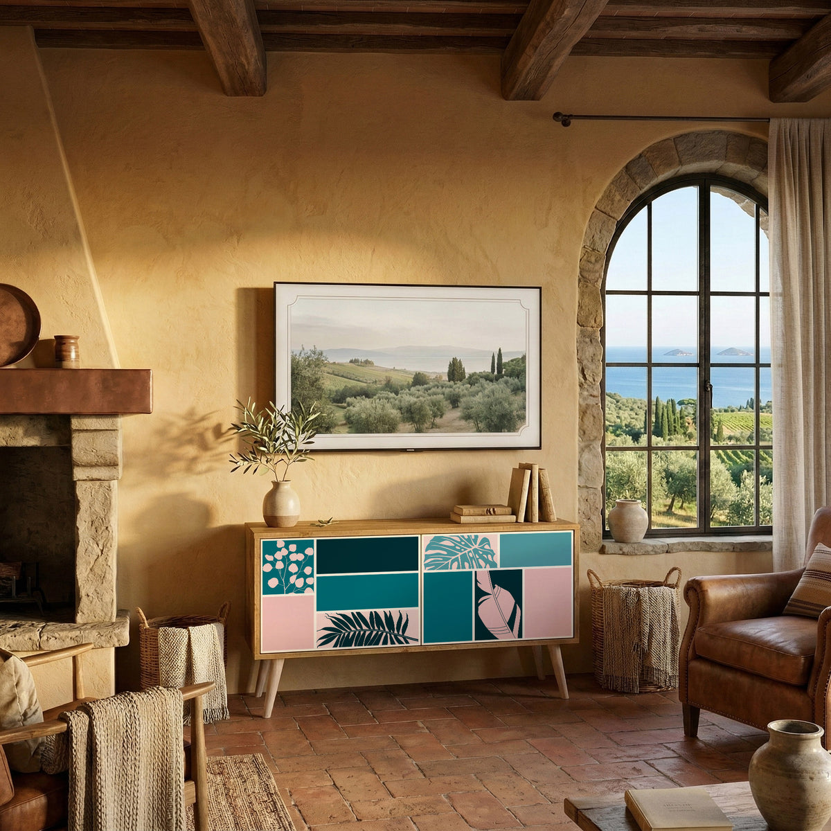 COMBINATION OF SHAPES Mueble de TV Compacto de 2 puertas