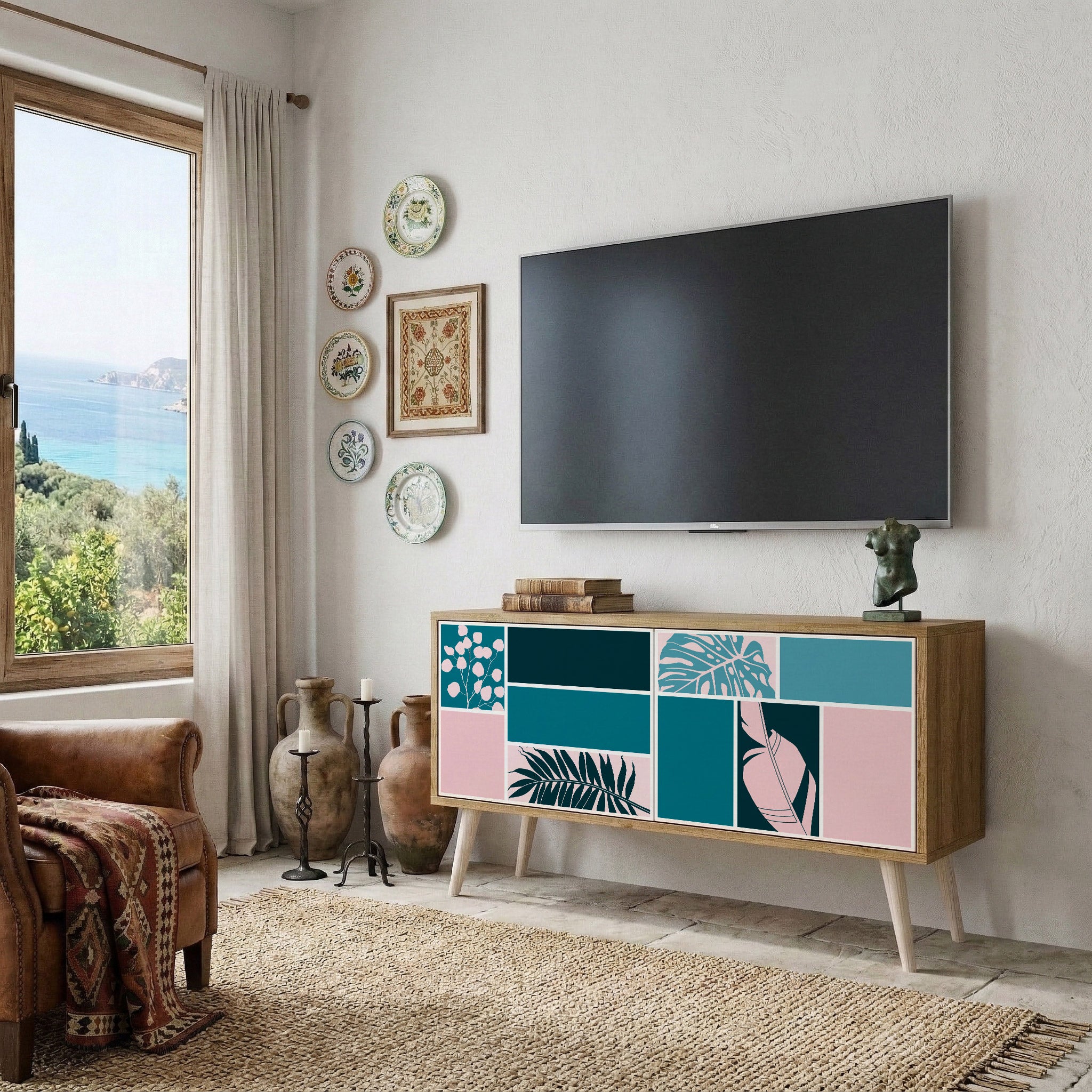 COMBINATION OF SHAPES Mueble de TV Compacto de 2 puertas