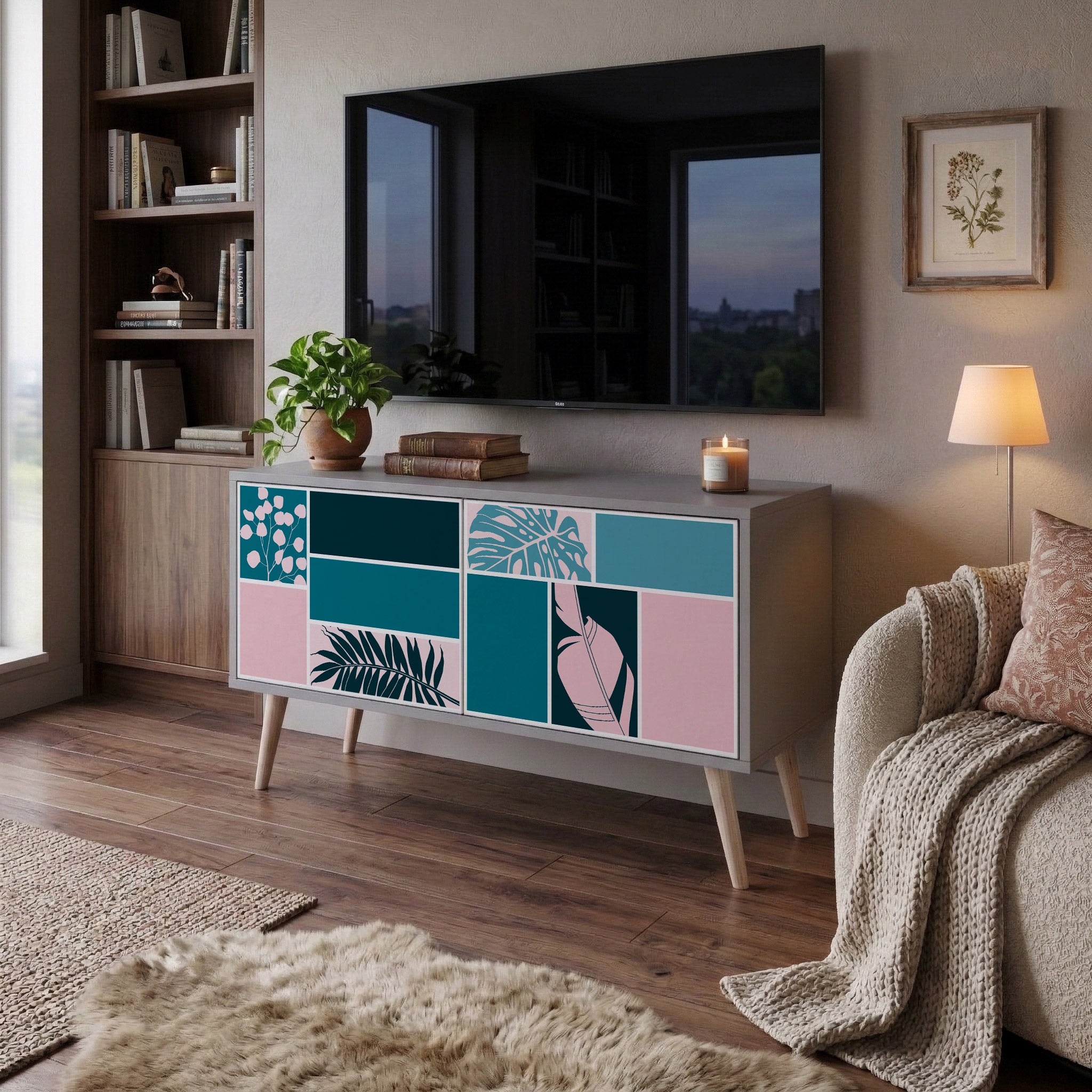 COMBINATION OF SHAPES Mueble de TV Compacto de 2 puertas