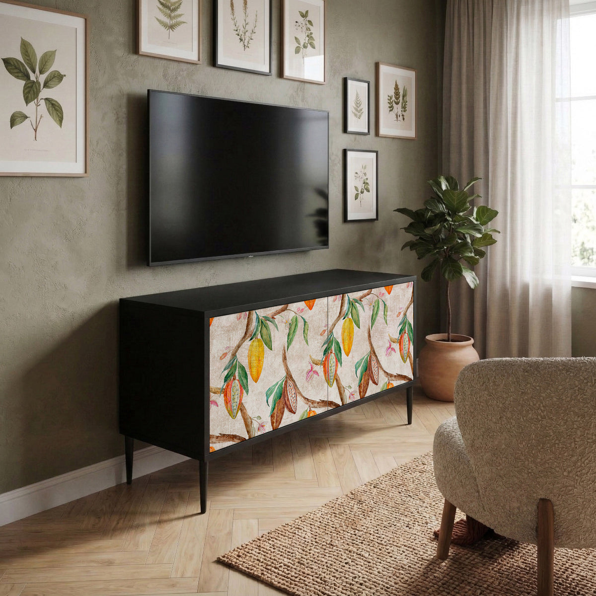 COCOA FRUITS Mueble de TV Compacto de 2 puertas