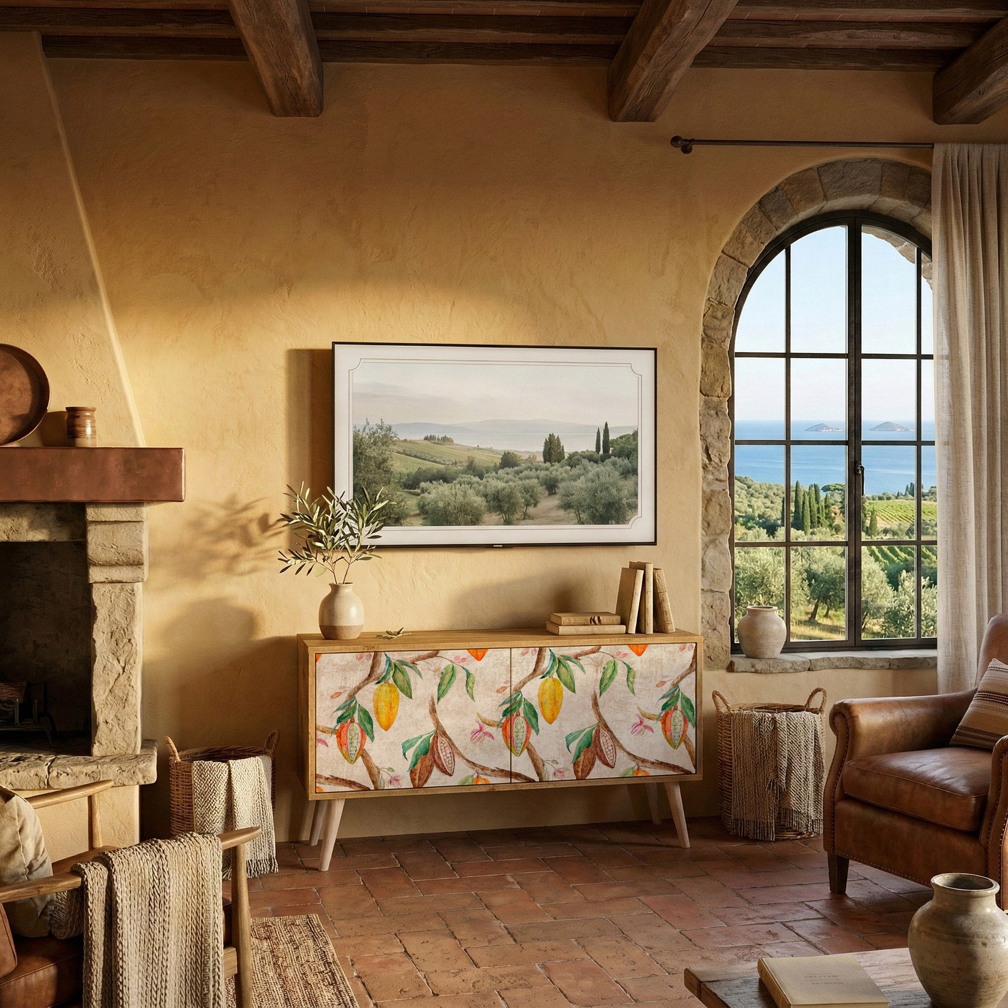 COCOA FRUITS Mueble de TV Compacto de 2 puertas