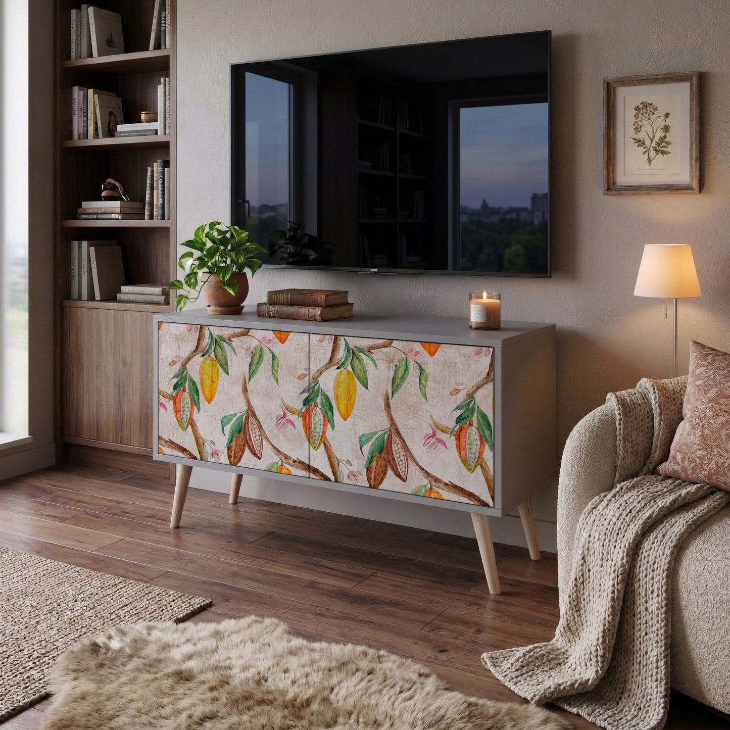 COCOA FRUITS Mueble de TV Compacto de 2 puertas