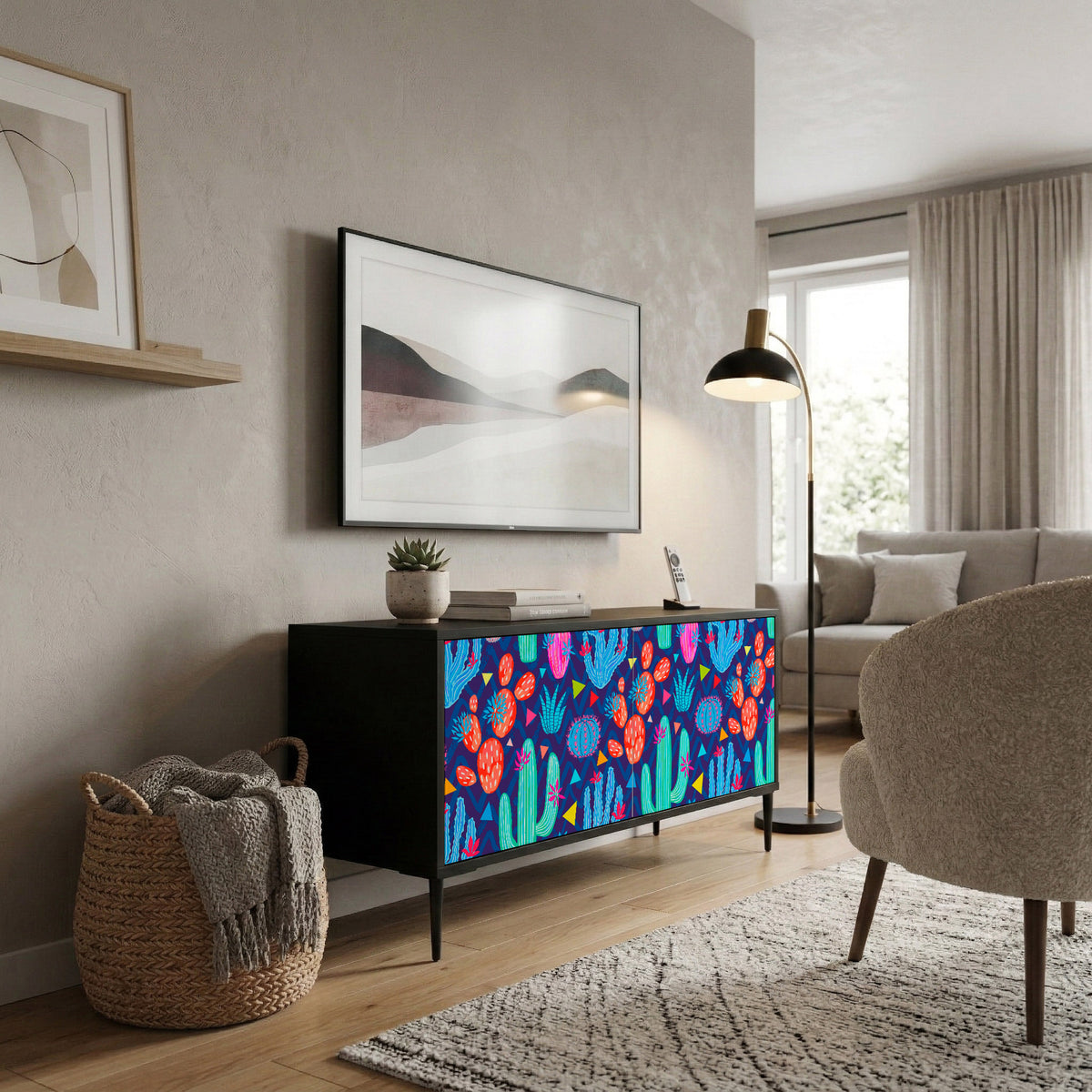 CACTUS VIBES Mueble de TV Compacto de 2 puertas