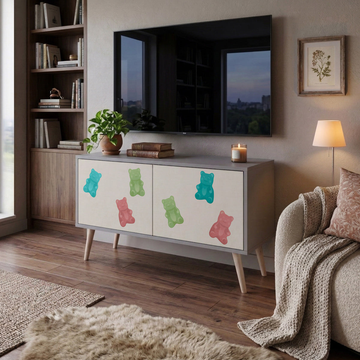 GUMMY BEARS Mueble de TV Compacto de 2 puertas