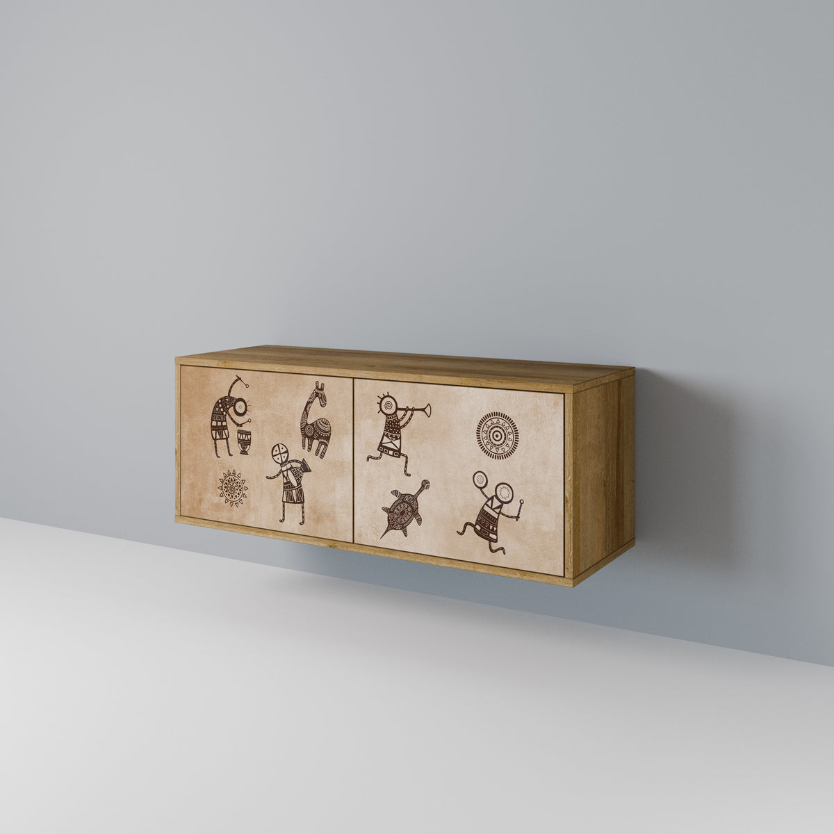 AFRICAN STYLE Mueble de TV Compacto de 2 puertas