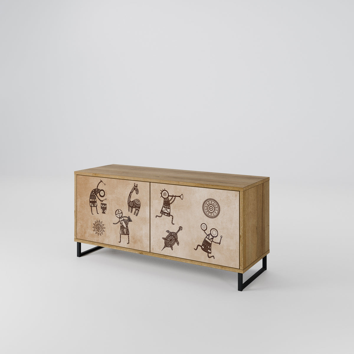 AFRICAN STYLE Mueble de TV Compacto de 2 puertas