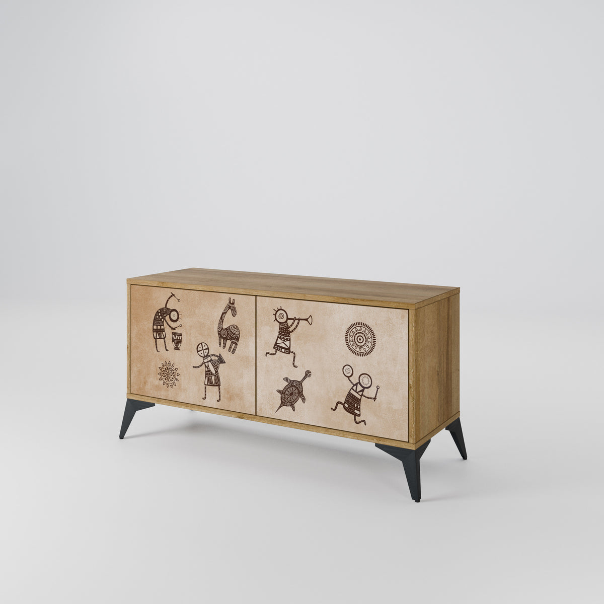 AFRICAN STYLE Mueble de TV Compacto de 2 puertas