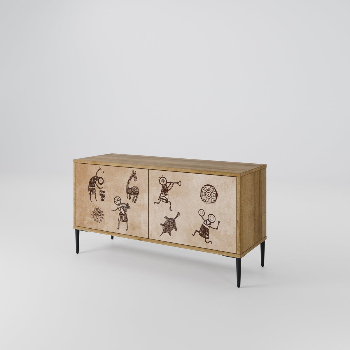AFRICAN STYLE Mueble de TV Compacto de 2 puertas