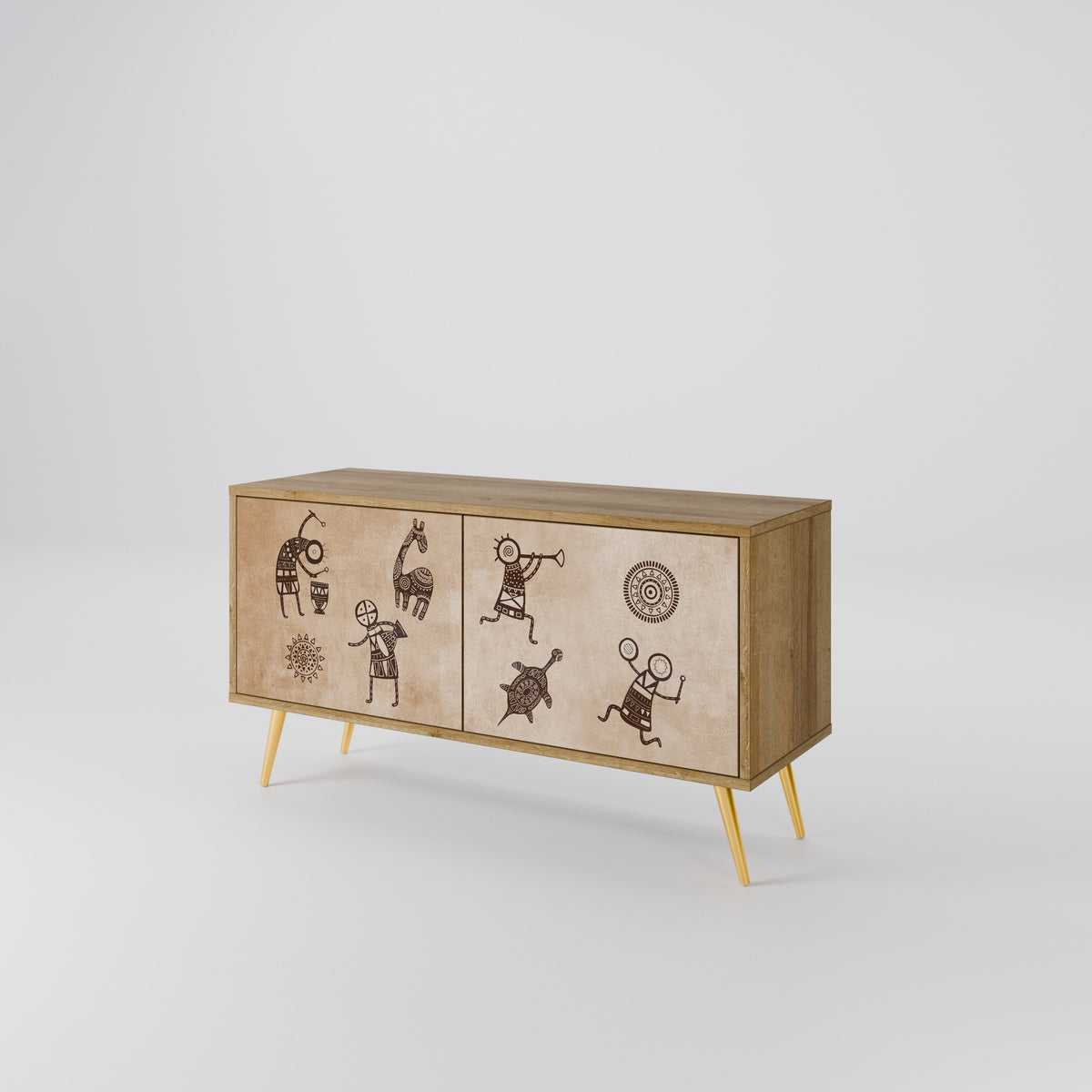 AFRICAN STYLE Mueble de TV Compacto de 2 puertas
