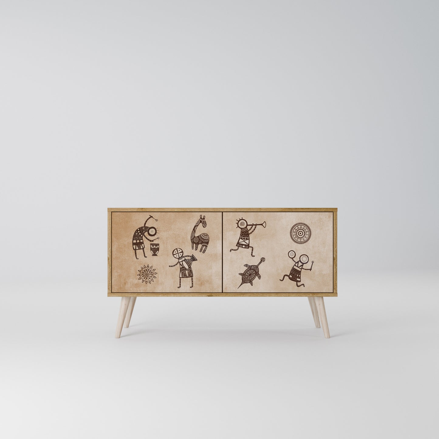 AFRICAN STYLE Mueble de TV Compacto de 2 puertas