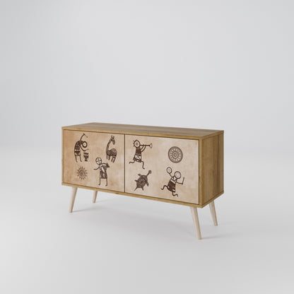 AFRICAN STYLE Mueble de TV Compacto de 2 puertas