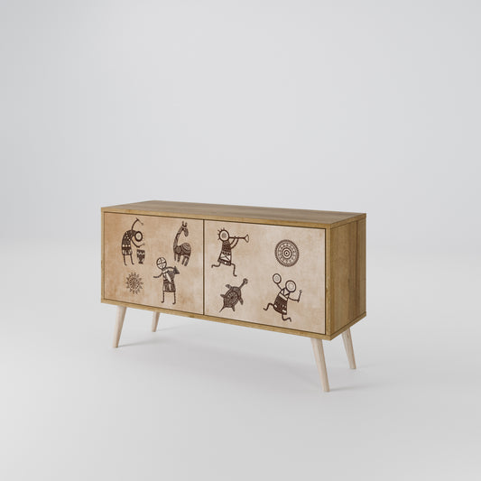 AFRICAN STYLE Mueble de TV Compacto de 2 puertas