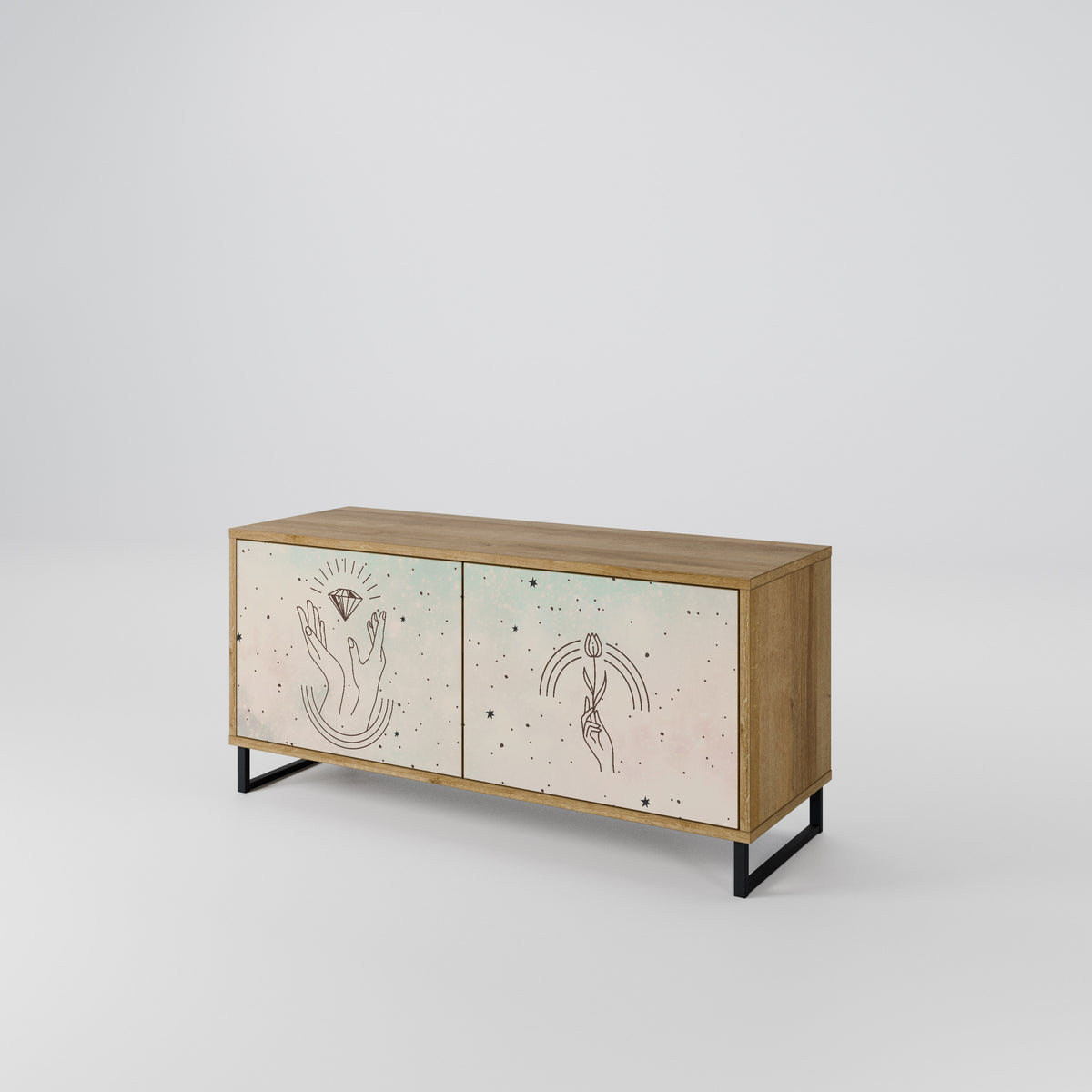 DELICATE BEAUTY Mueble de TV Compacto de 2 puertas