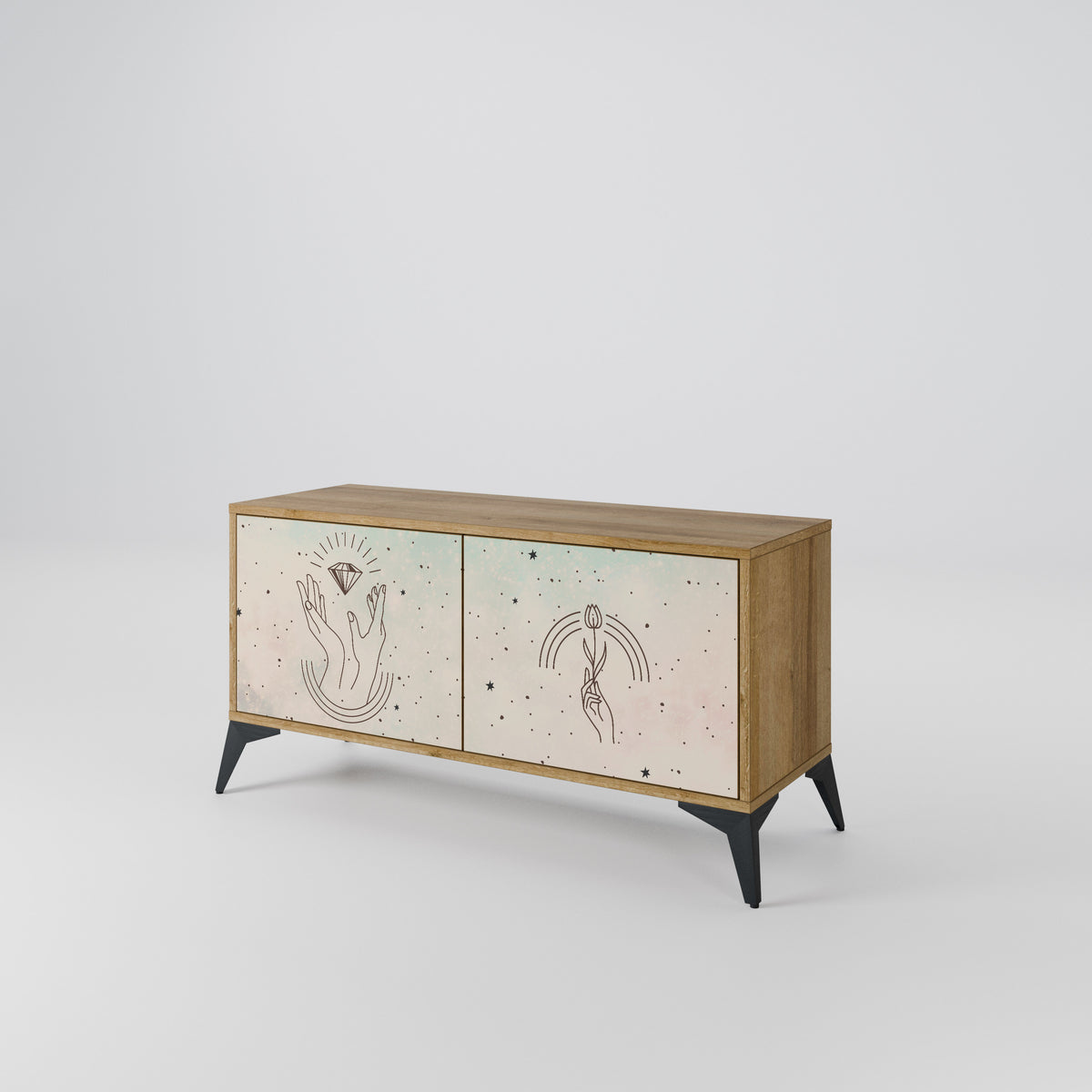 DELICATE BEAUTY Mueble de TV Compacto de 2 puertas