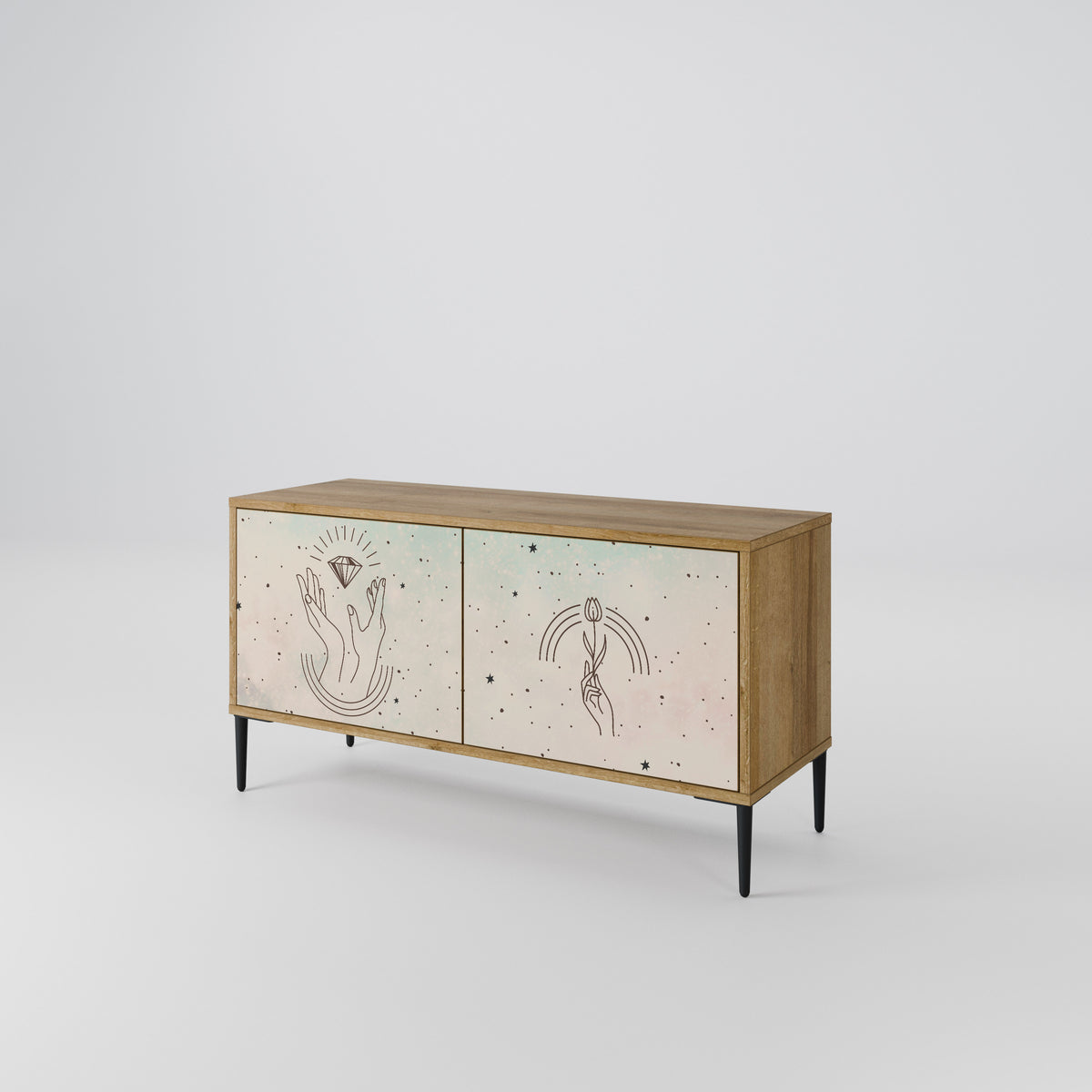 DELICATE BEAUTY Mueble de TV Compacto de 2 puertas