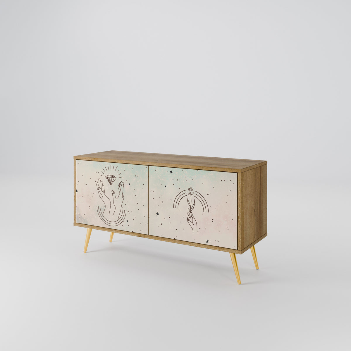 DELICATE BEAUTY Mueble de TV Compacto de 2 puertas