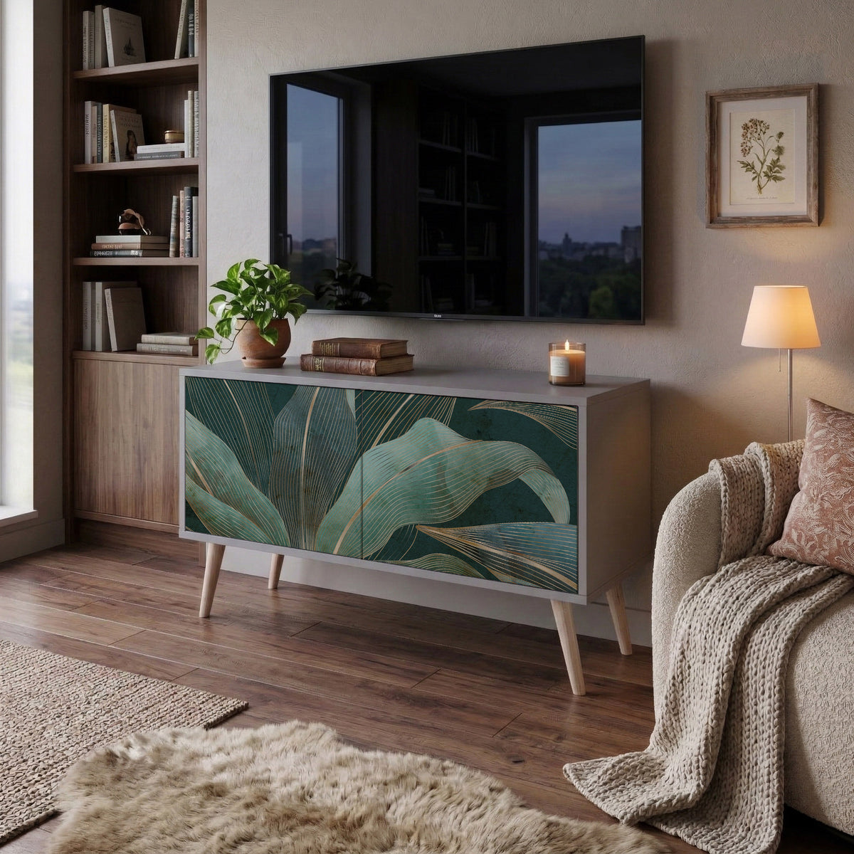 ROYAL GREEN Mueble de TV Compacto de 2 puertas