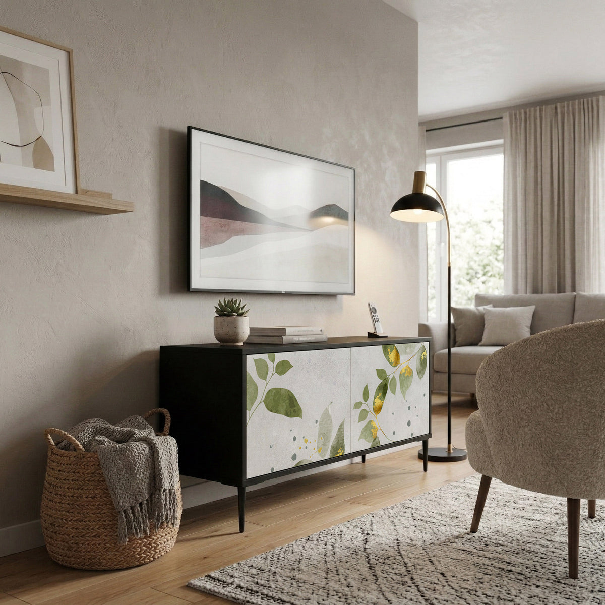 ELEGANT BOTANICS Mueble de TV Compacto de 2 puertas
