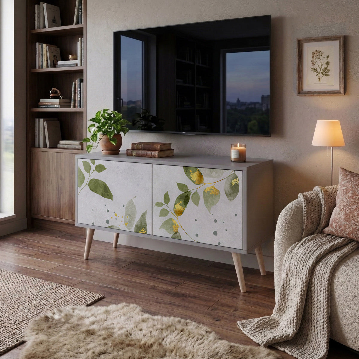 ELEGANT BOTANICS Mueble de TV Compacto de 2 puertas