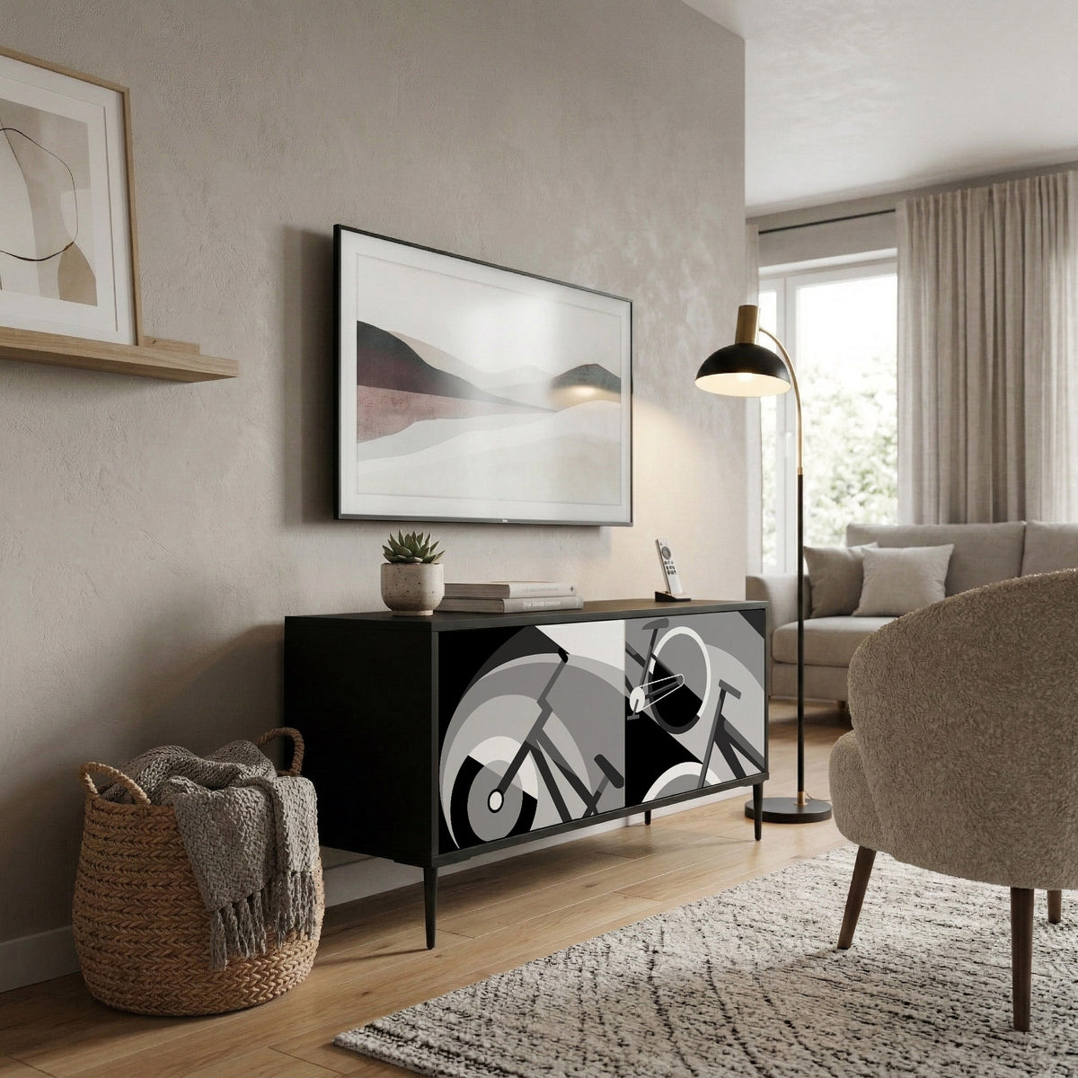 BIKE ENERGY Mueble de TV Compacto de 2 puertas