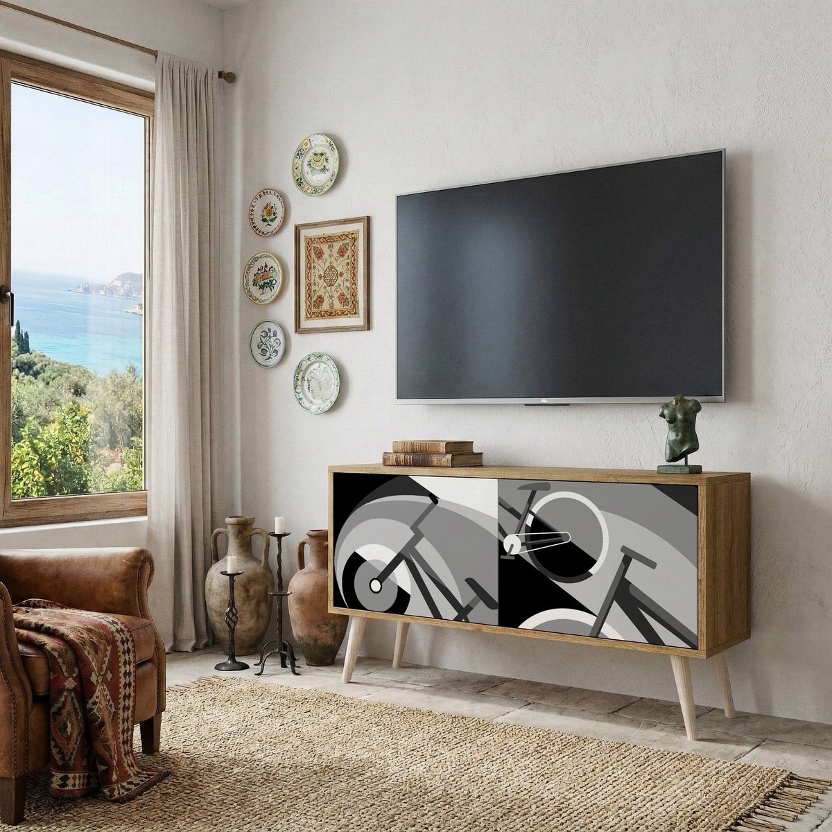 BIKE ENERGY Mueble de TV Compacto de 2 puertas