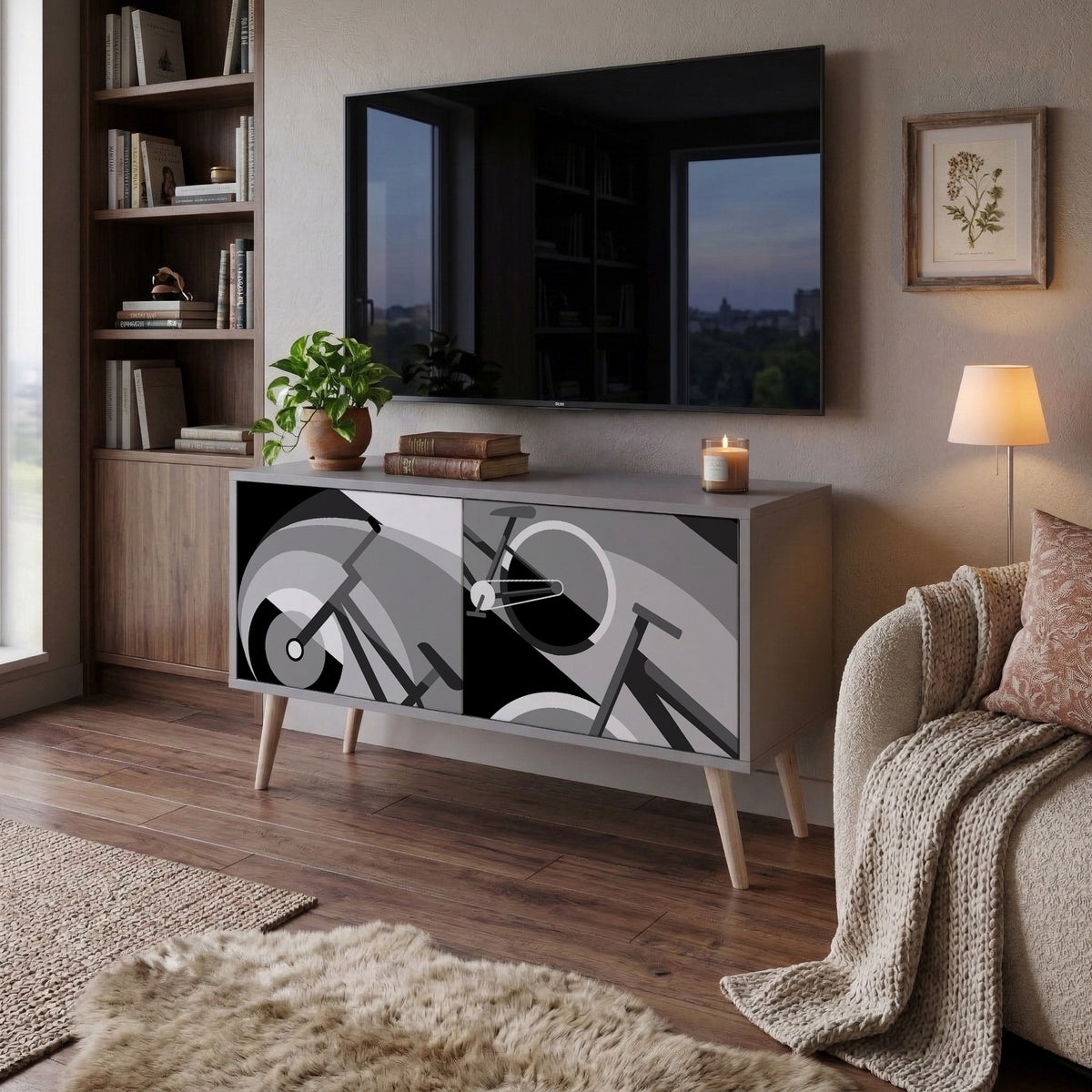 BIKE ENERGY Mueble de TV Compacto de 2 puertas