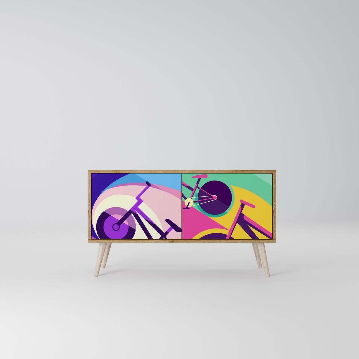 BIKE DREAMS Mueble de TV Compacto de 2 puertas