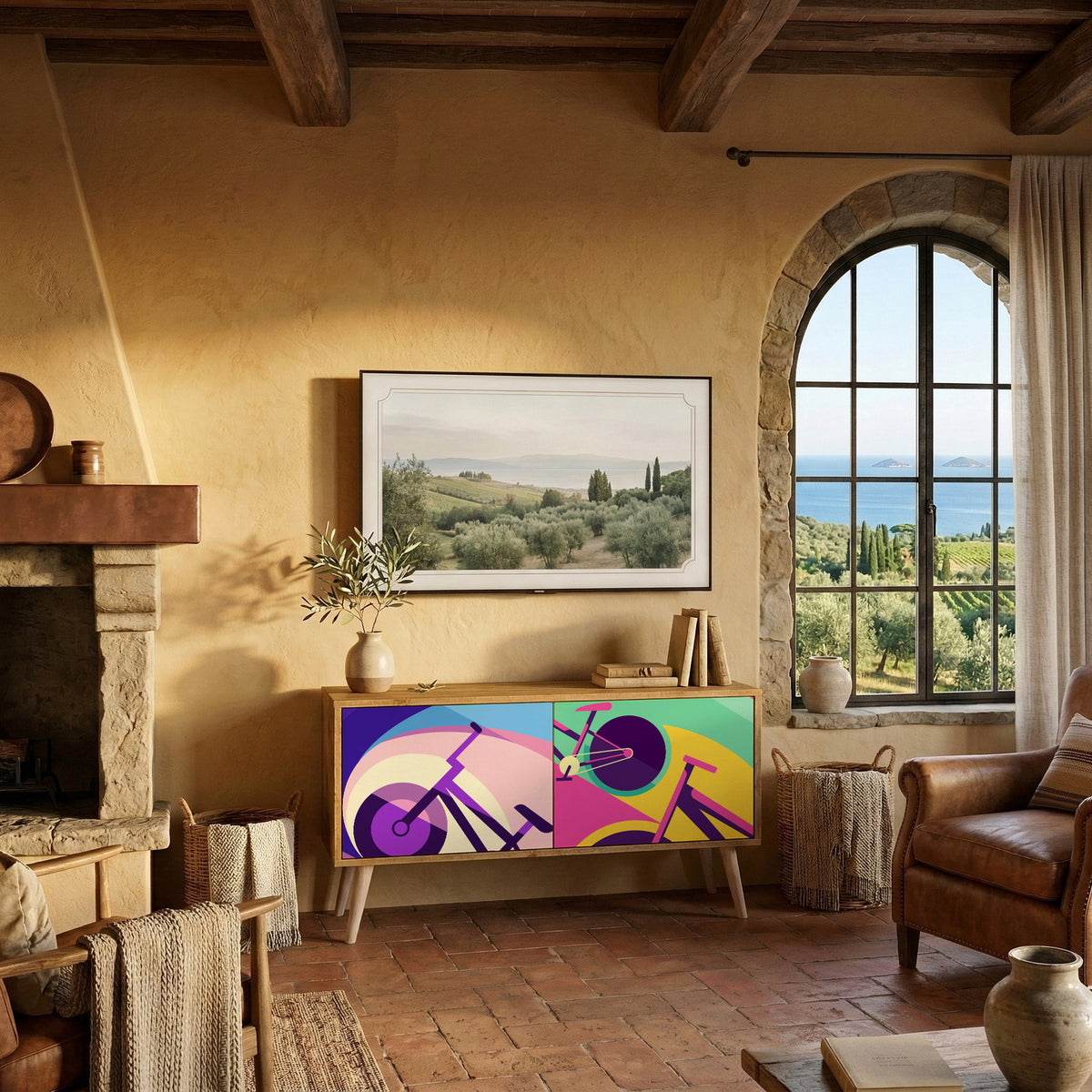 BIKE DREAMS Mueble de TV Compacto de 2 puertas