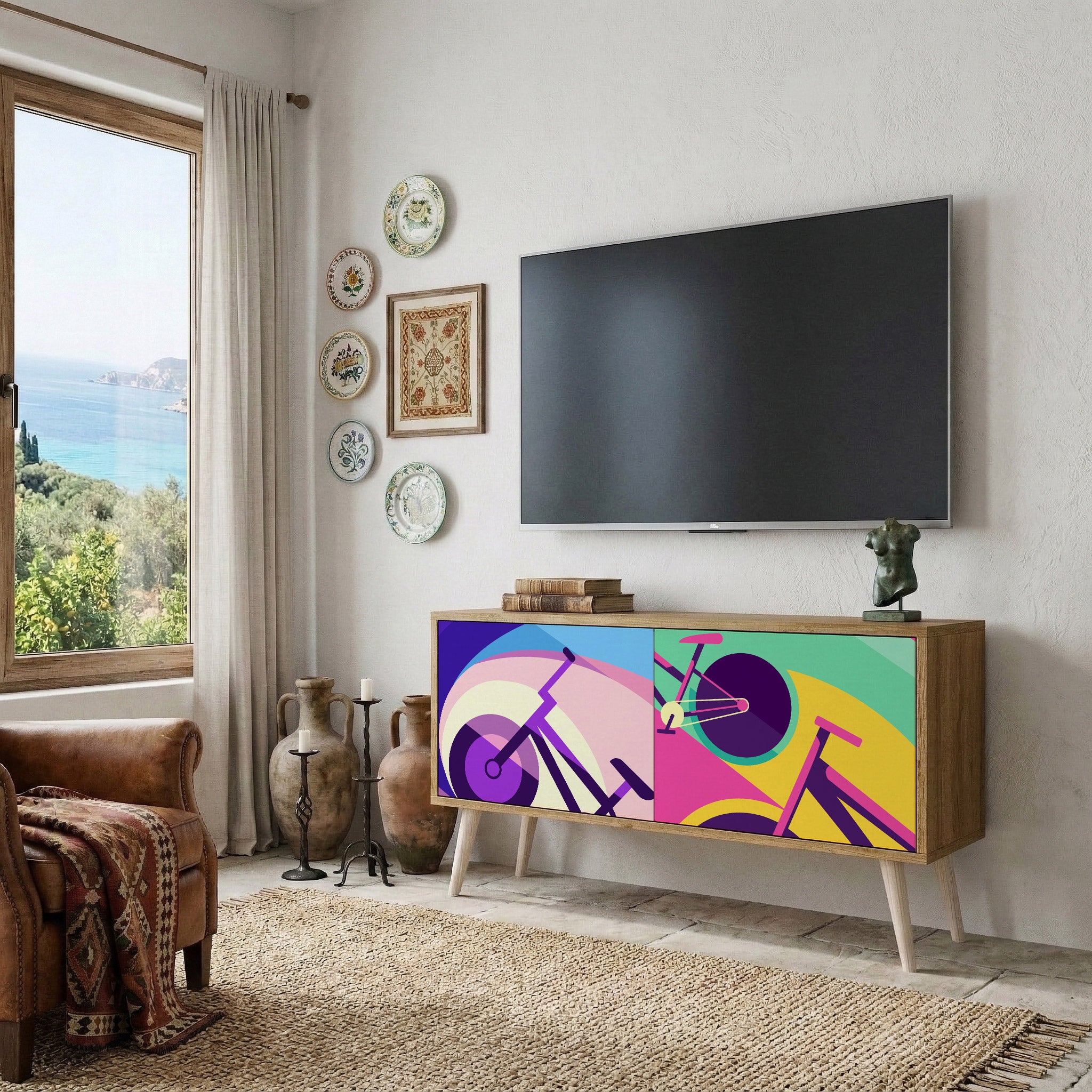 BIKE DREAMS Compact 2-Door TV Cabinet