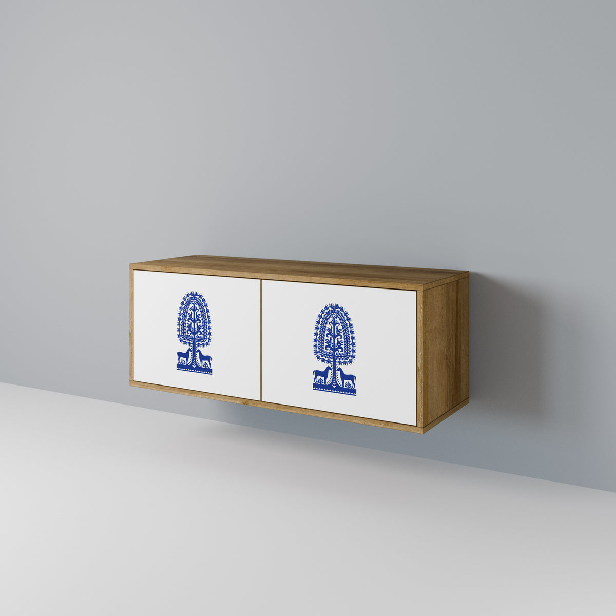 POLISH FOLK ART Mueble de TV Compacto de 2 puertas