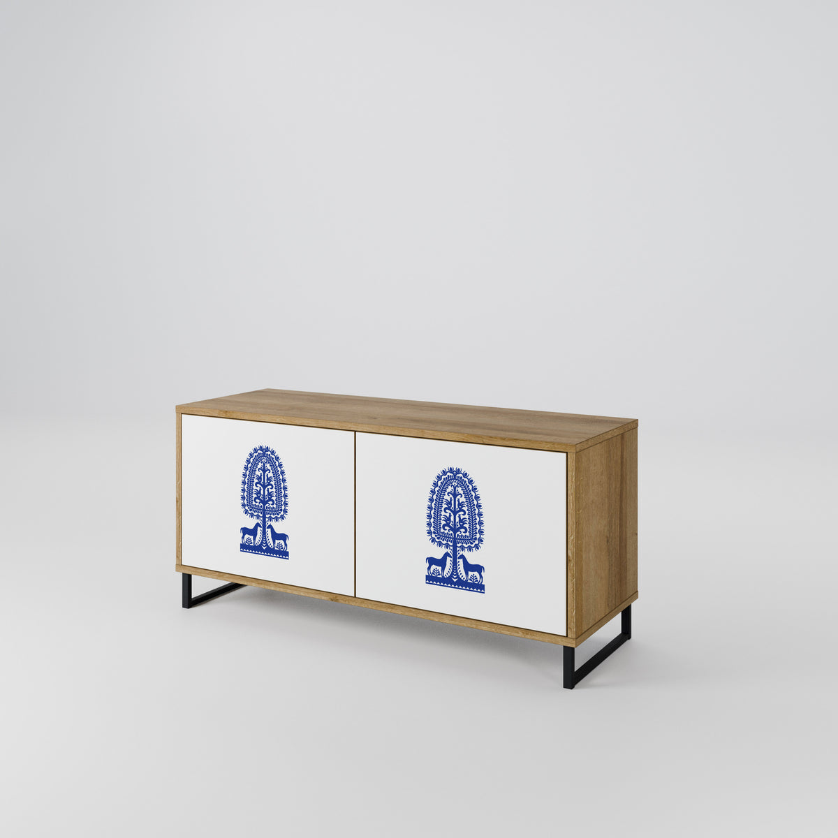 POLISH FOLK ART Mueble de TV Compacto de 2 puertas