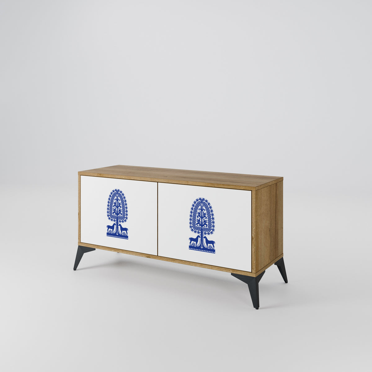 POLISH FOLK ART Mueble de TV Compacto de 2 puertas