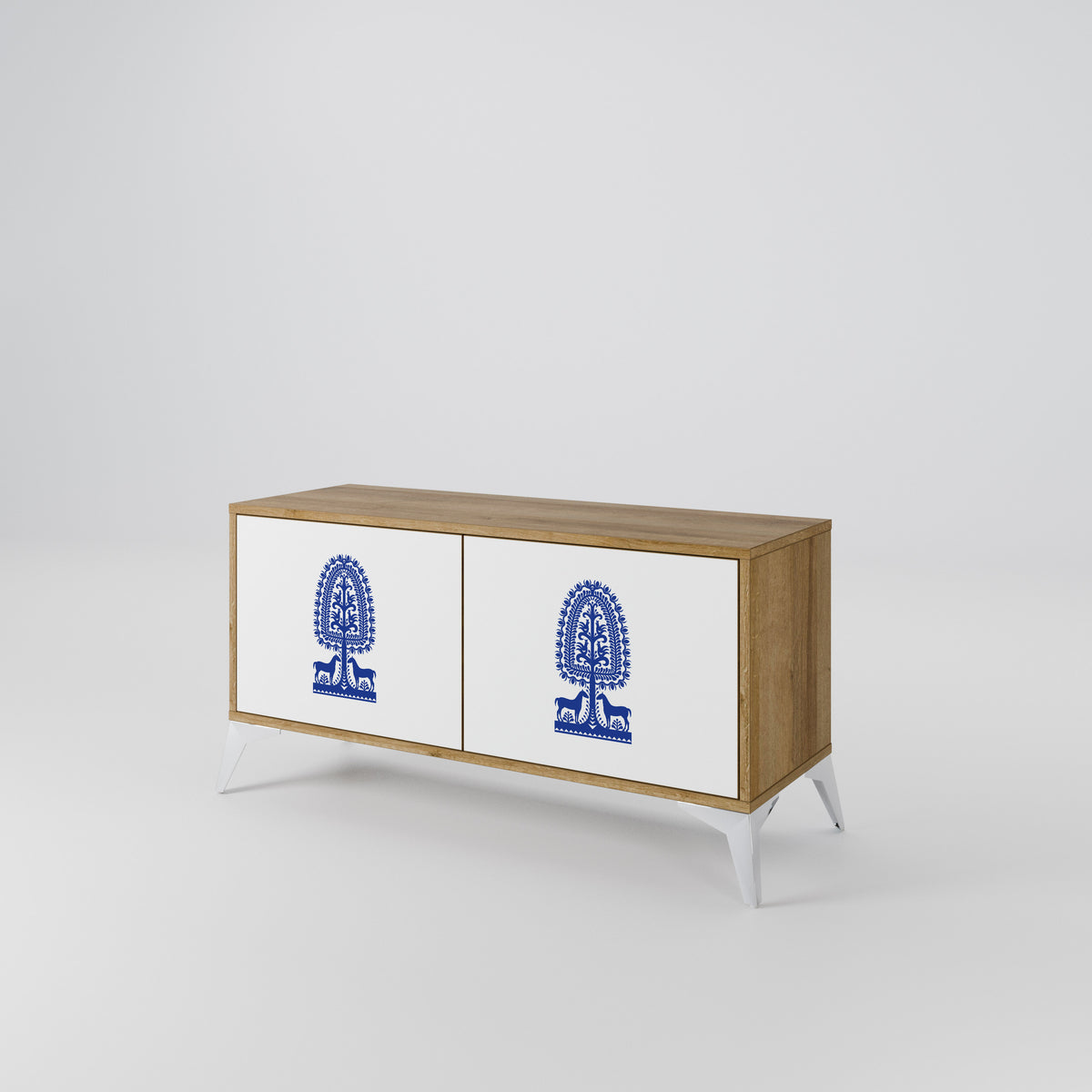 POLISH FOLK ART Mueble de TV Compacto de 2 puertas