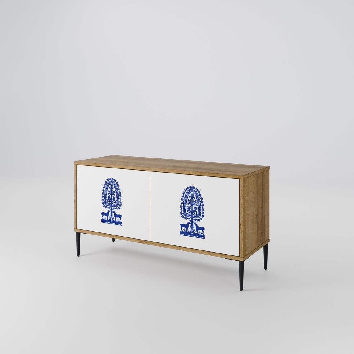 POLISH FOLK ART Mueble de TV Compacto de 2 puertas