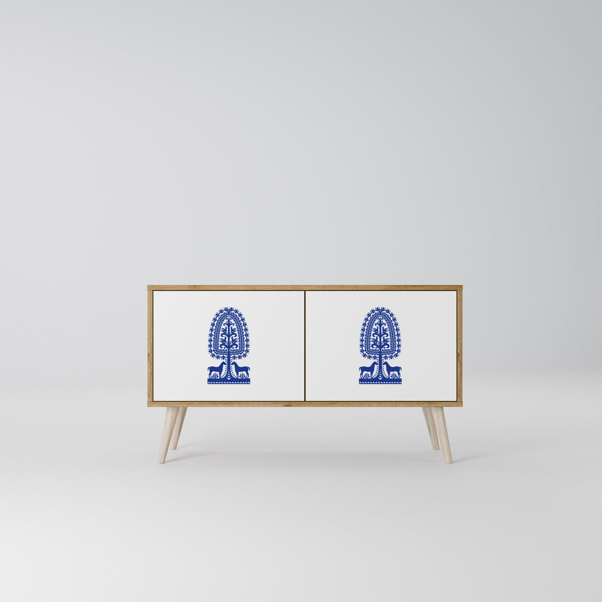 POLISH FOLK ART Mueble de TV Compacto de 2 puertas