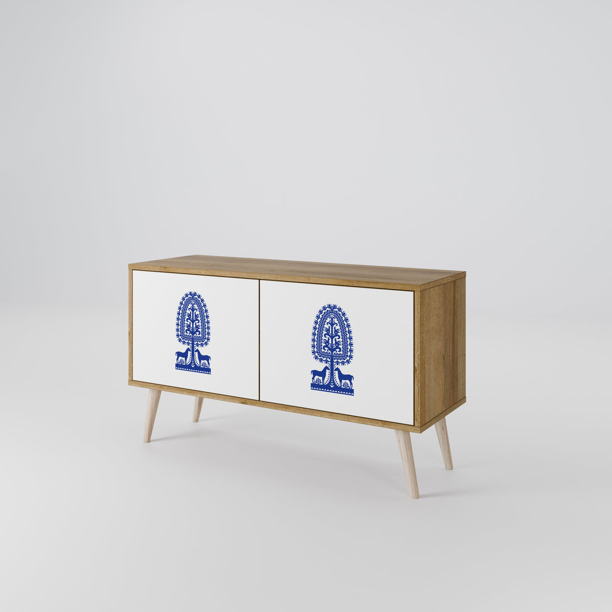 POLISH FOLK ART Mueble de TV Compacto de 2 puertas