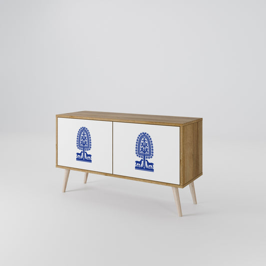 POLISH FOLK ART Mueble de TV Compacto de 2 puertas