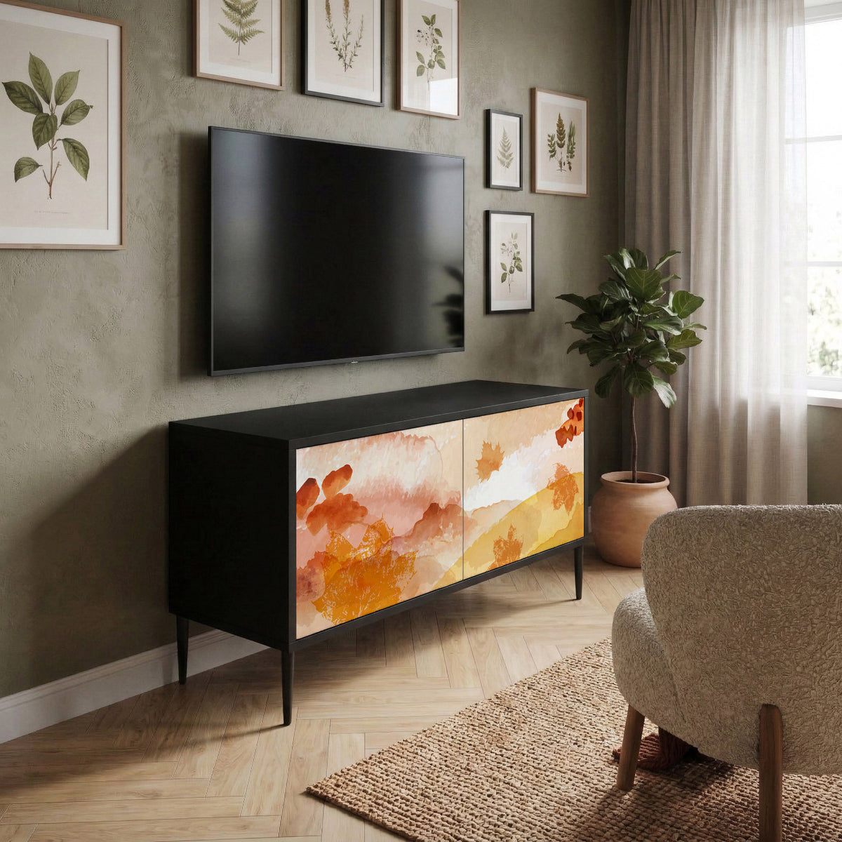 TRACES OF AUTUMN Mueble de TV Compacto de 2 puertas