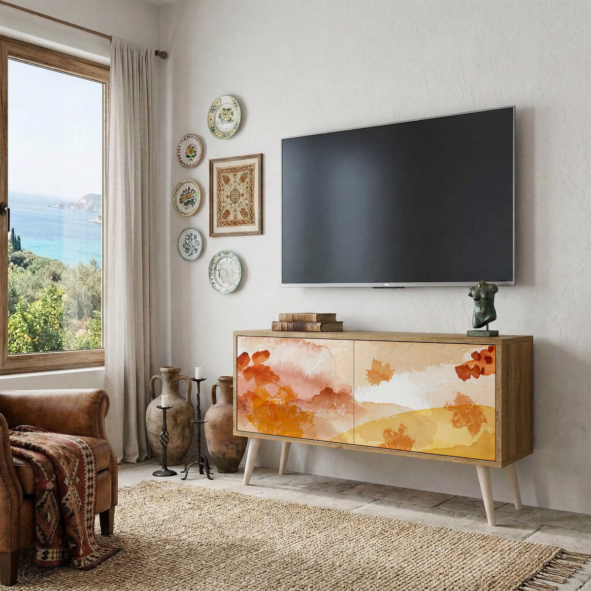 TRACES OF AUTUMN Mueble de TV Compacto de 2 puertas